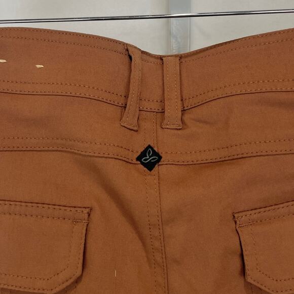 PRANA Halle Pants Zip Fly Roll Up Hike Travel Stretch Nylon Rust Brown 12 SHORT - Picture 7 of 12